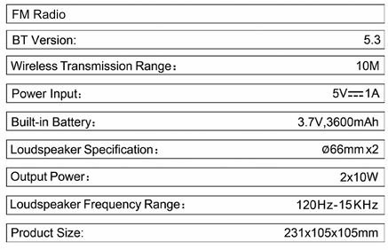 MB-588 Portable Speaker — specification sheet 2 of 2