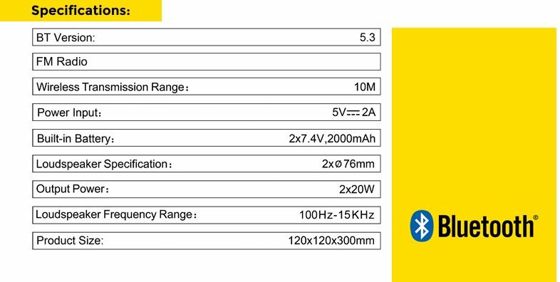 MT-17 Portable Speaker — specification sheet 2 of 2